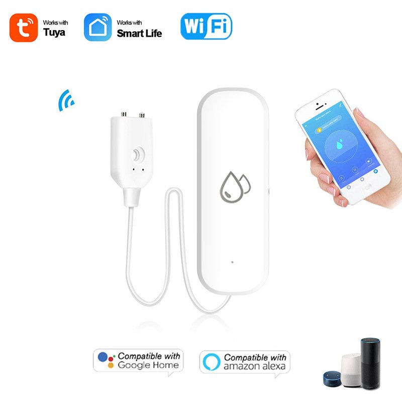 Wifi smart water leak sensor water overflow level detector sound alarm system flood leakage sensor remote monitor