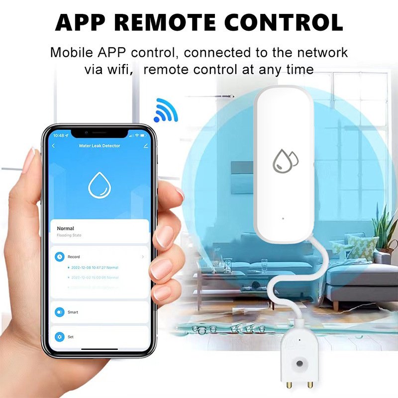 Wifi smart water leak sensor water overflow level detector sound alarm system flood leakage sensor remote monitor