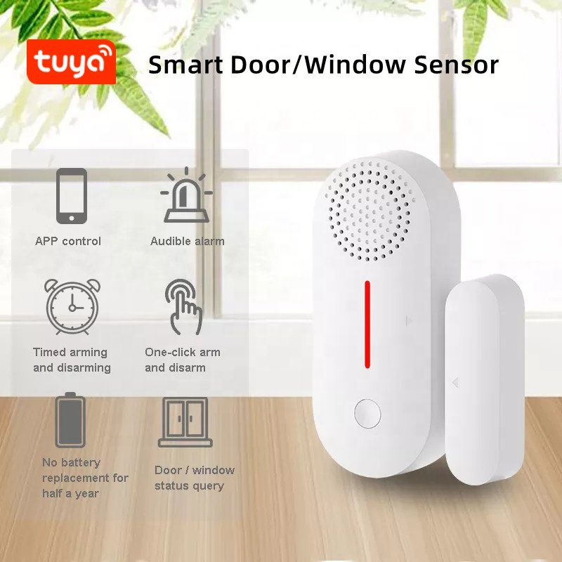 Smart Life App Remote Arm/Disarm Door Window Sensor Duration Sound Volume Adjustable Door Detector Tuya WiFi Door Alarm