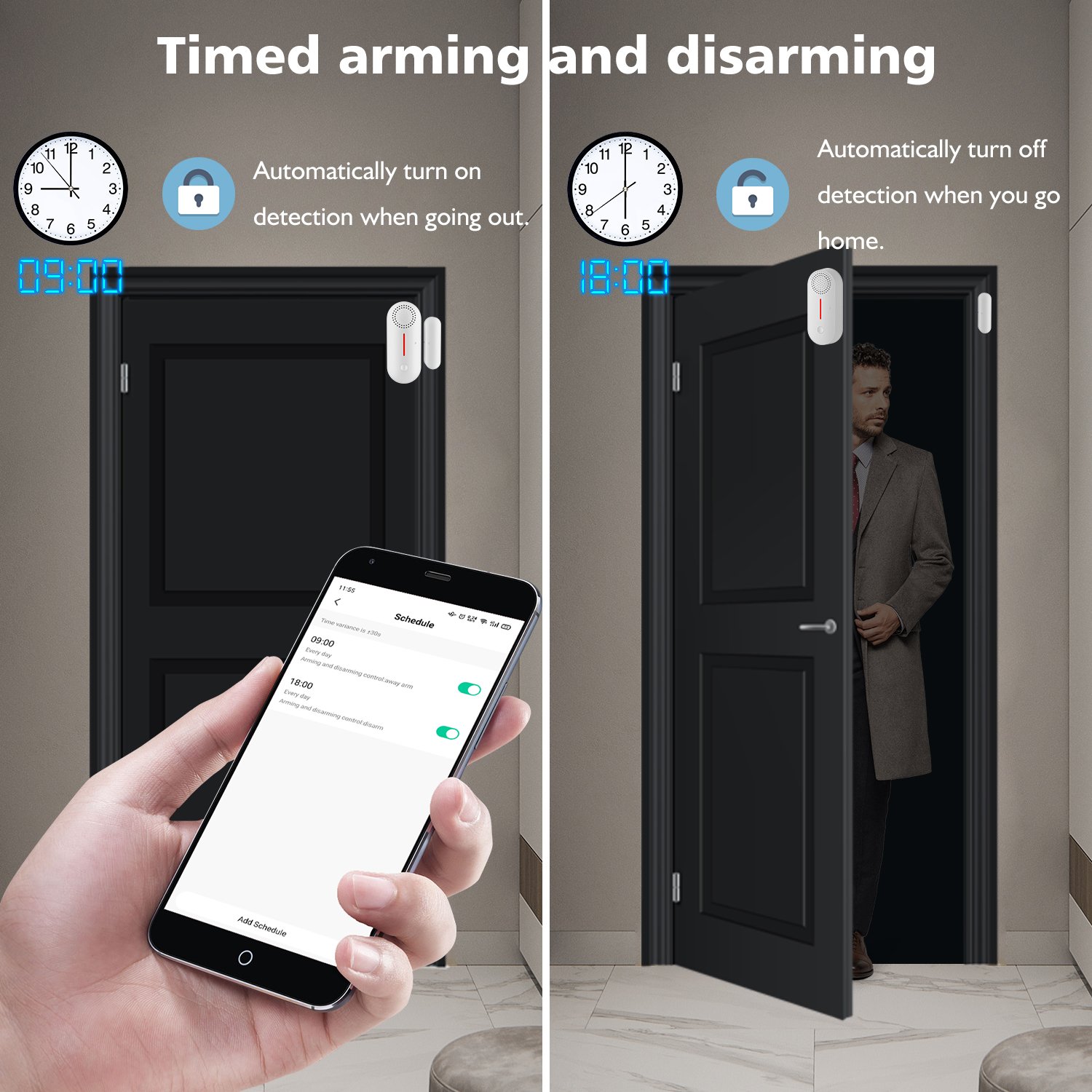 Smart Life App Remote Arm/Disarm Door Window Sensor Duration Sound Volume Adjustable Door Detector Tuya WiFi Door Alarm