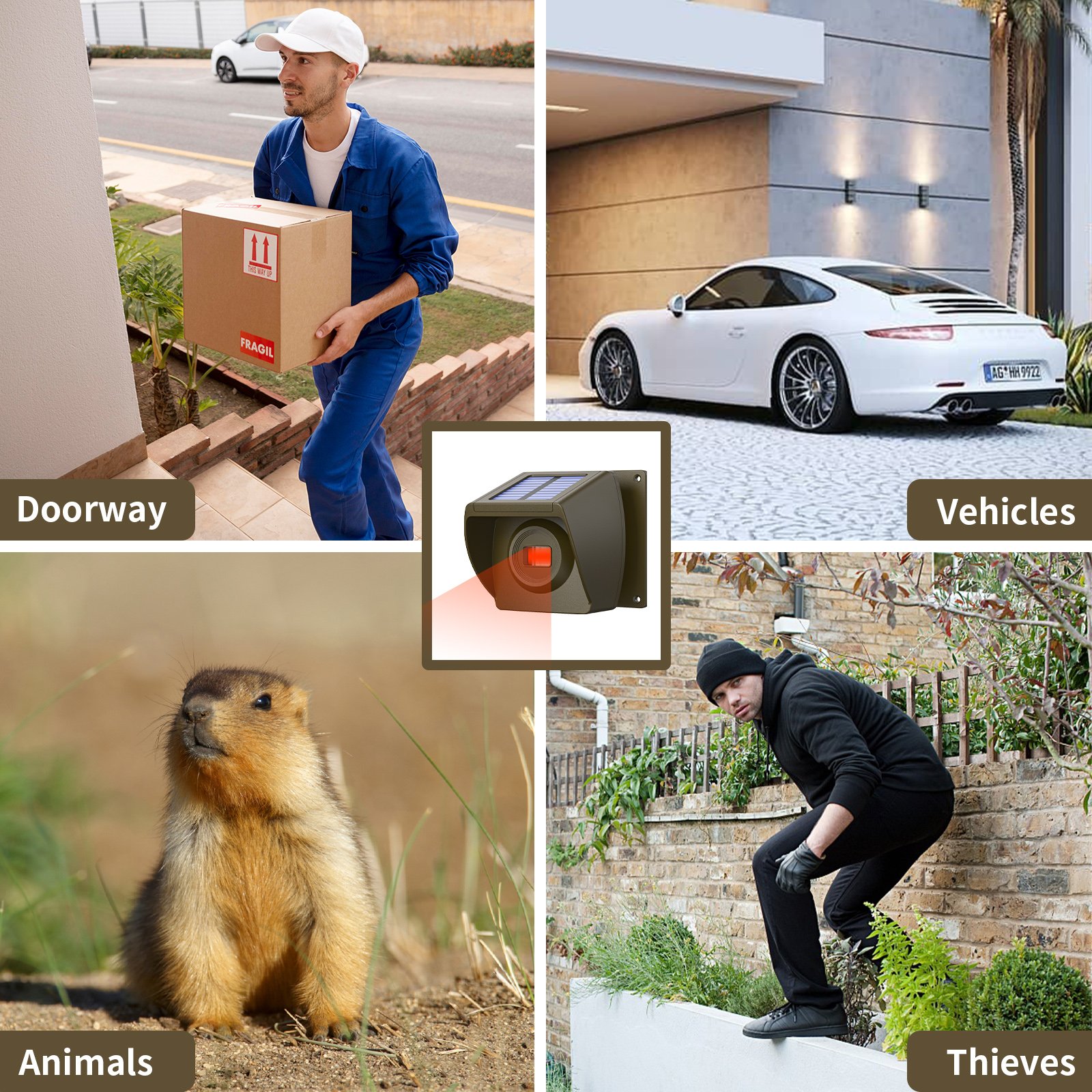 Wireless Driveway Alarm System Home Security Sensor Outdoor Solar PIR Motion Sensor Farm Security Alarm System