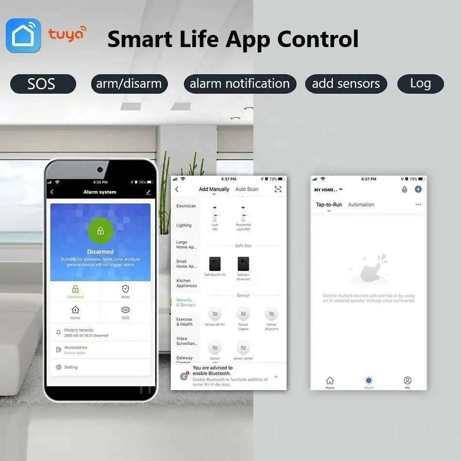 Home intelligent anti-theft WIFI GSM wireless alarm sensor RFID Tuya application remote control Home Security Alarms