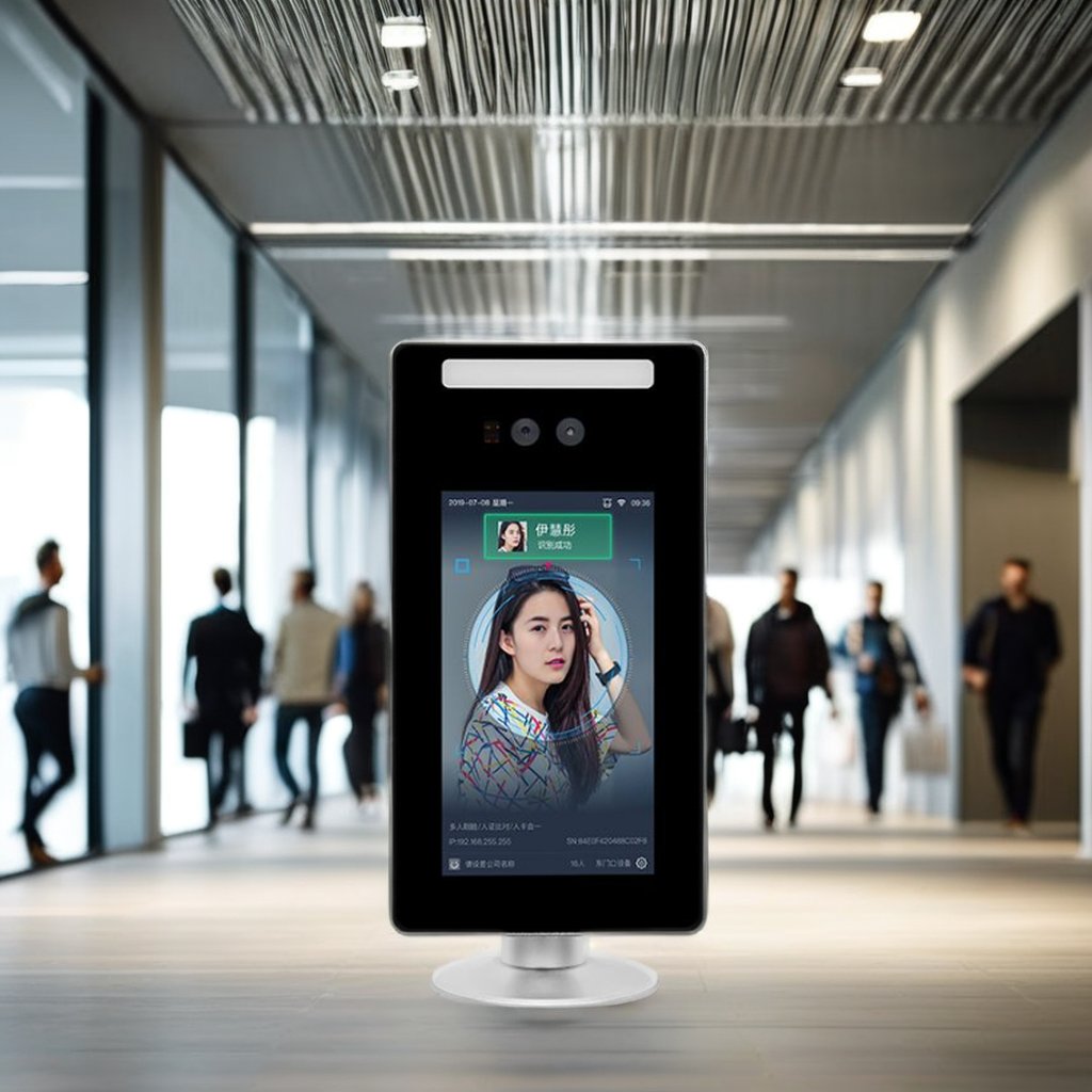 Infrared temperature measurement face recognition access control system on wall for access turnstile