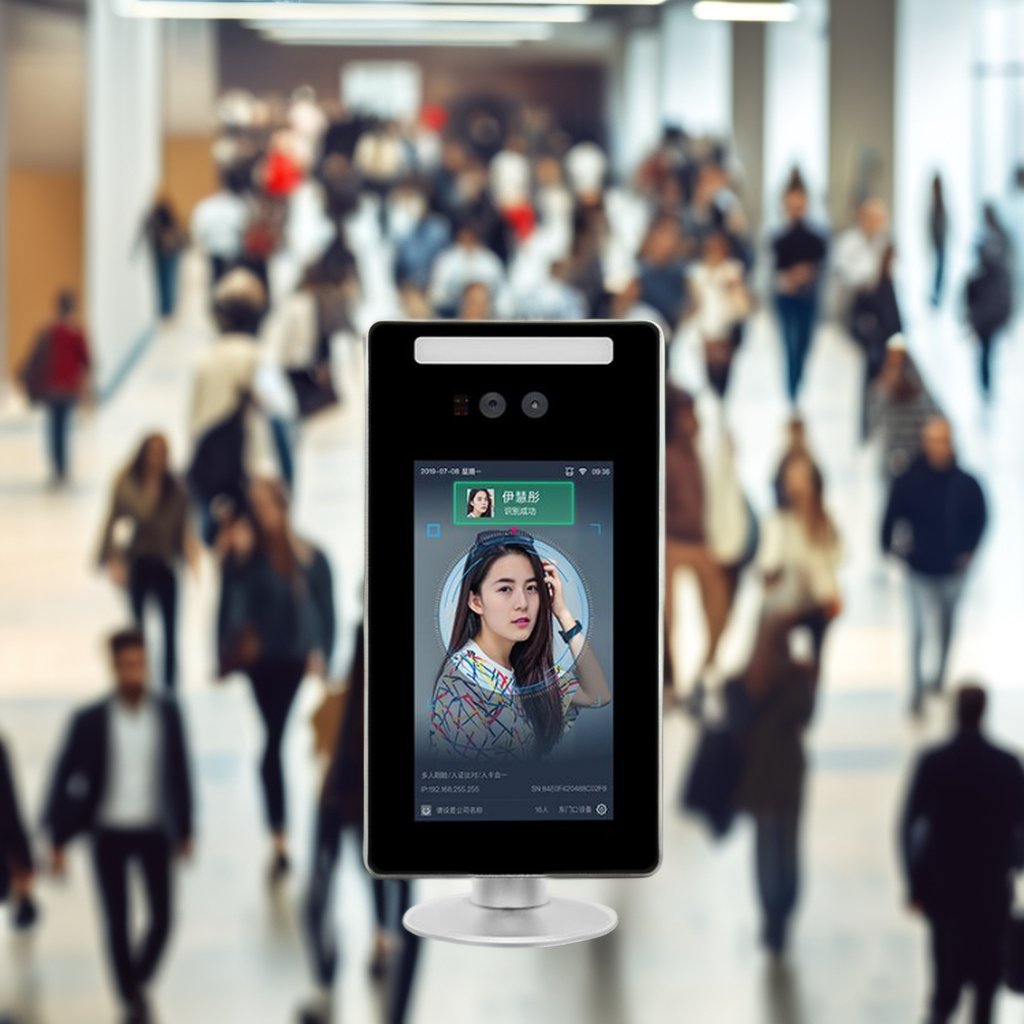 Infrared temperature measurement face recognition access control system on wall for access turnstile
