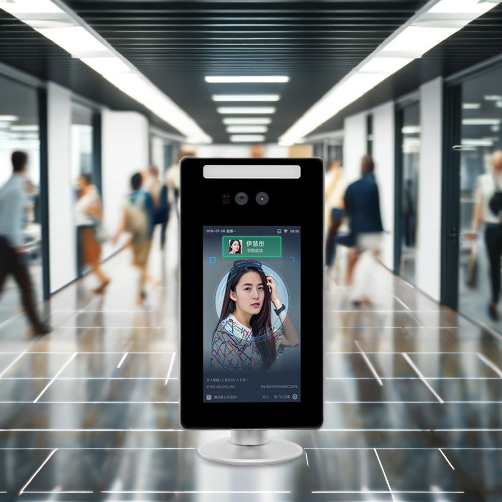 Infrared temperature measurement face recognition access control system on wall for access turnstile