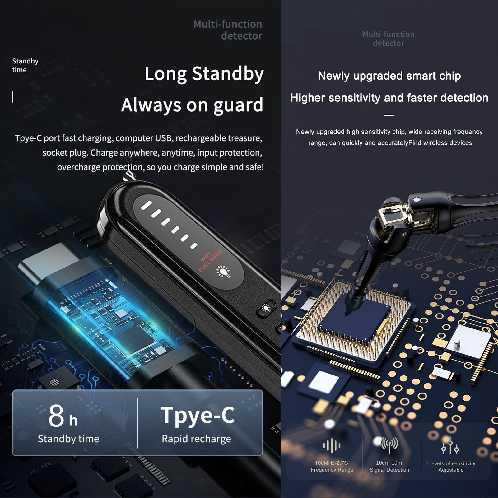 New T01 Portable GPS WIFI Signal Detector 6 Levels Sensitivity Secret Devices Detector Home Travel Hotels Car Camera Detectors