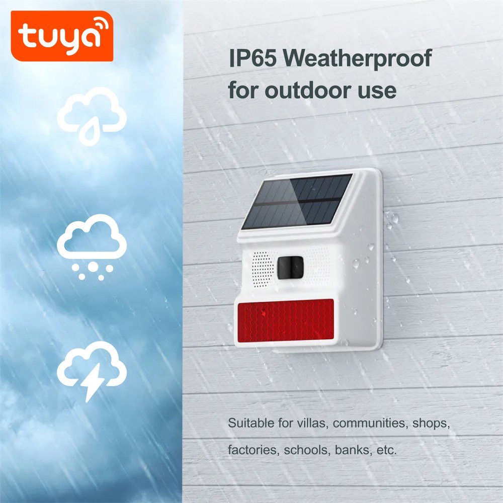 Hot Sale Tuya Wifi Wireless Outdoor Solar Waterproof Light Flash Strobe Siren & outdoor for Multi-functional Siren PST-PE523W