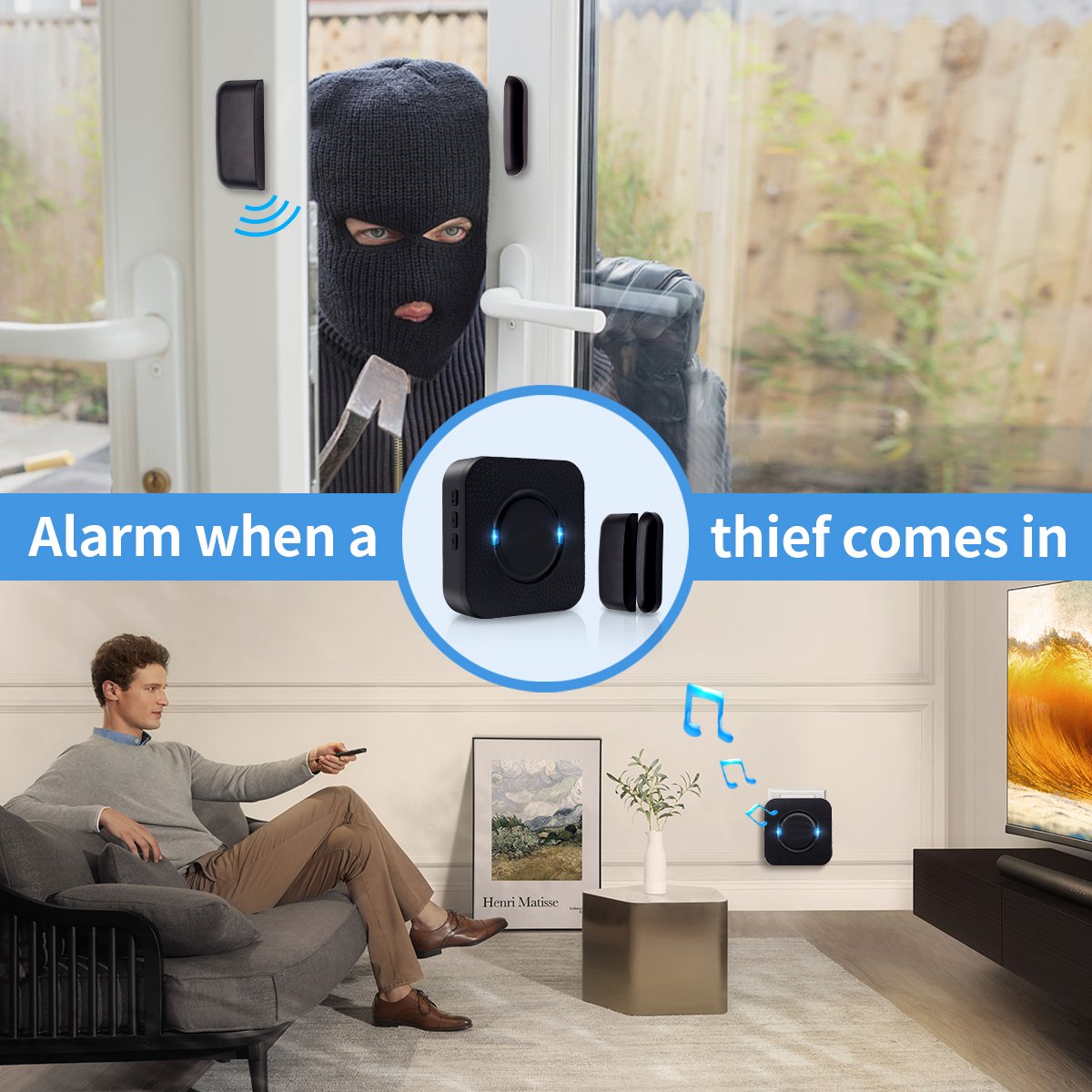 Daytech CC01 home security burglar alarm system 1 receiver with 1 door window sensor