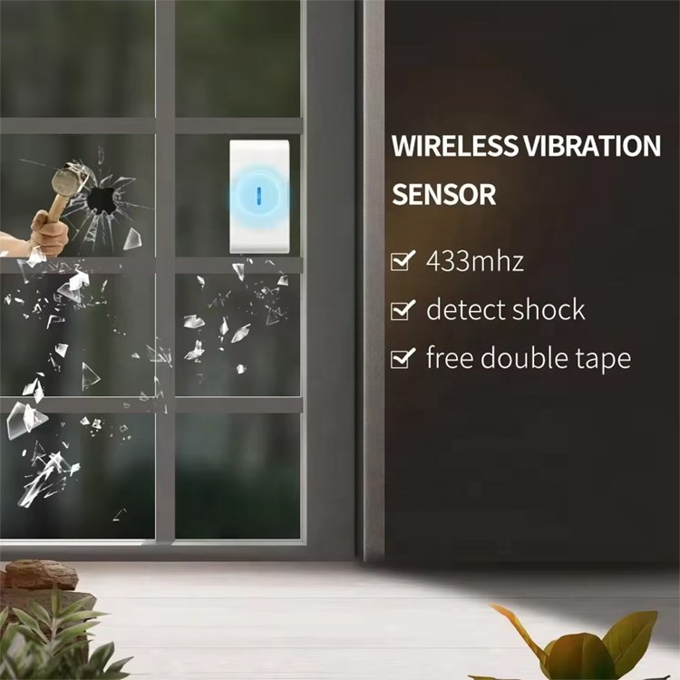 DC12V 23A Alkaline Battery Wireless Door Window Vibration Sensor Detector Indoor Home Security Anti Theft Entry Shock Sensor