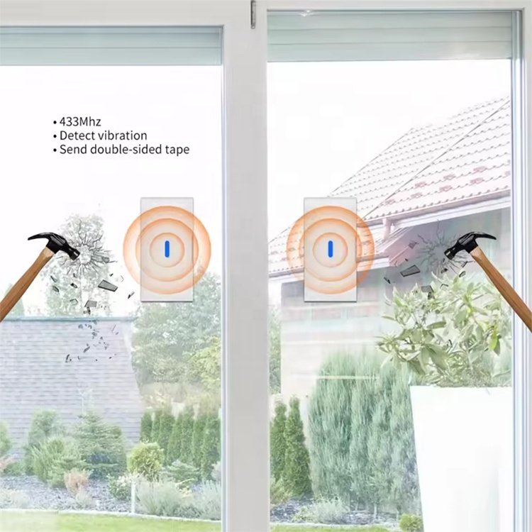 DC12V 23A Alkaline Battery Wireless Door Window Vibration Sensor Detector Indoor Home Security Anti Theft Entry Shock Sensor