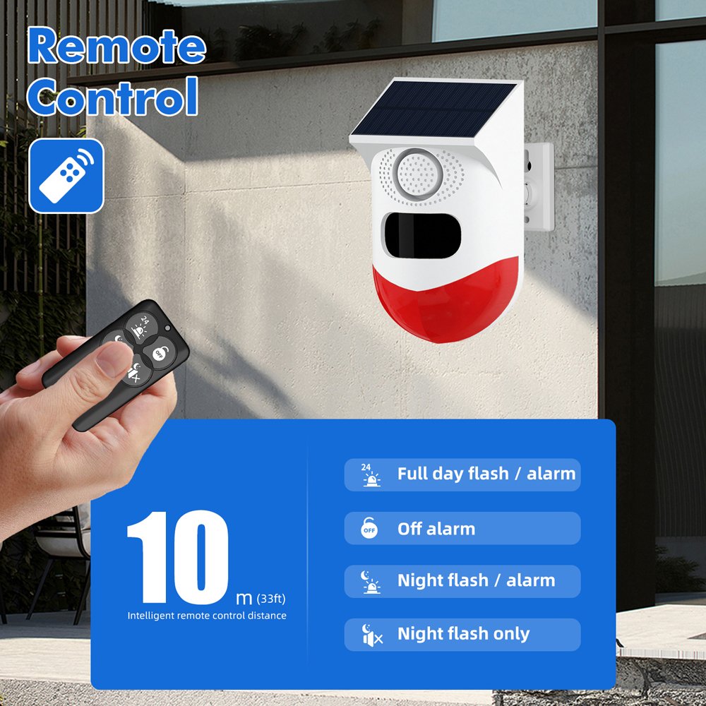Tuya Smart 120dB Large Sound Security Siren Light outdoor WiFi Solar PIR Motion Sensor Alarm With Remote Controller