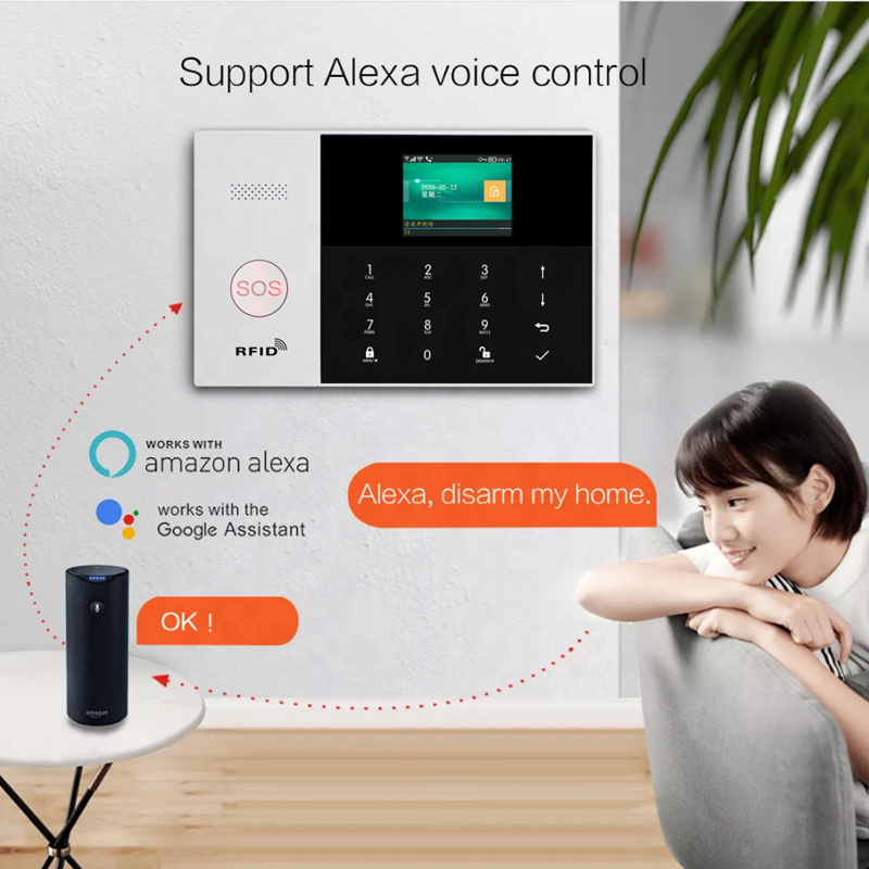 Alarmas WiFi Alarma de Seguridad del Hogar 2.4G Wi Fi Home Security System Door Motion Sensor Alarm Host Smart Alarm Systems