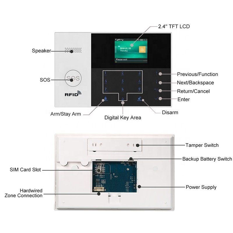 Alarmas WiFi Alarma de Seguridad del Hogar 2.4G Wi Fi Home Security System Door Motion Sensor Alarm Host Smart Alarm Systems