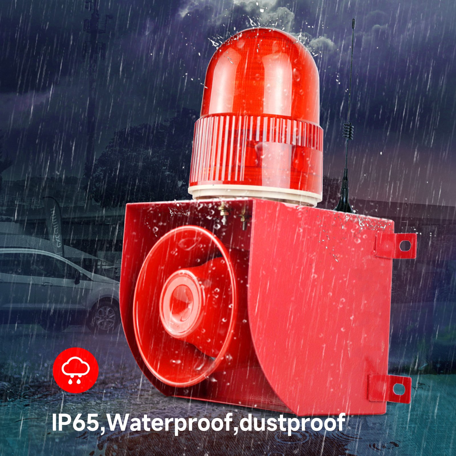 Outdoor 120dB Loud 500m Wireless Alarm Siren IP65 Waterproof 25 Watts security alarm systems LED strobe industrial alarm