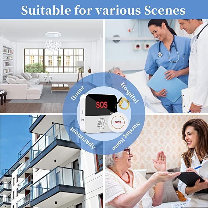 Tuya Wifi Wireless Caregiver Pager Smart Call System Elderly SOS Emergency Alarm Panic Button For Elderly/Home/Patient/Disabled