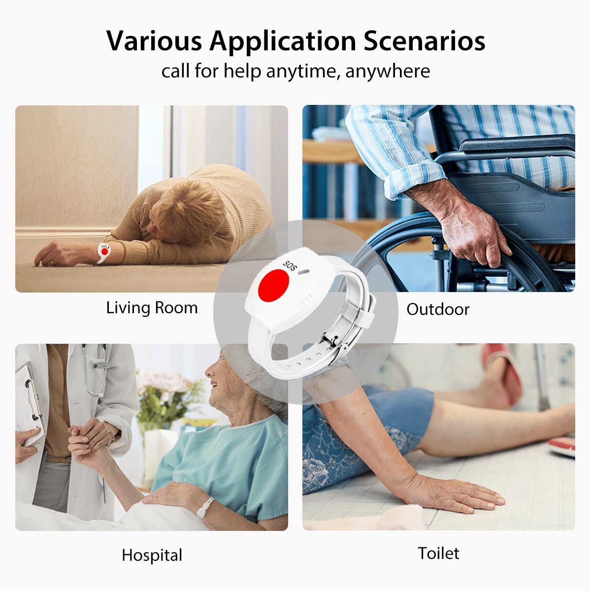Wireless Panic Button RF433 Caregiver Pager For Elderly SOS Wrist Call Button Emergency Calling System for Nursing Home