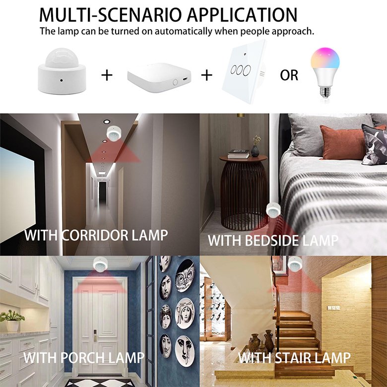 RSH Tuya Smart Life Detect People Movement & Sends Alarm Alert Tuya Smart ZigBee Wireless PIR Motion Sensor