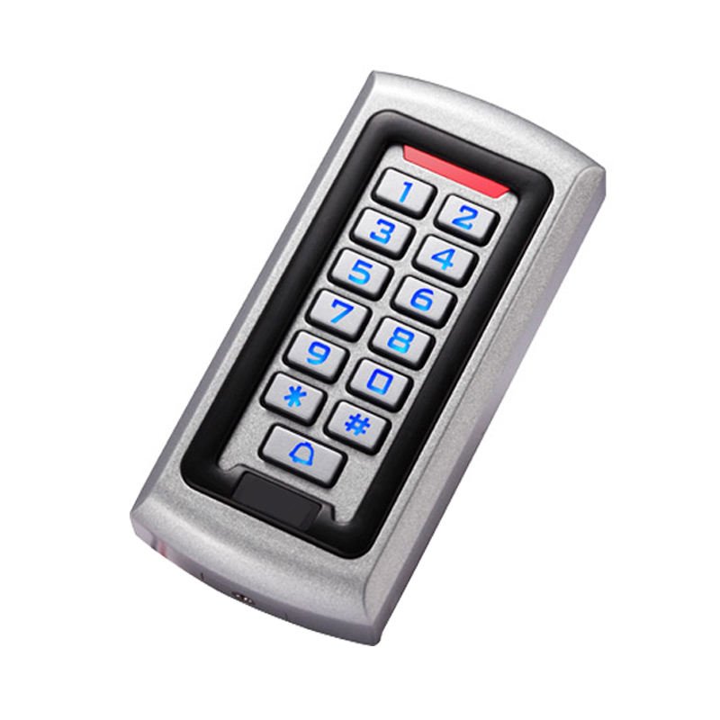 Goldbridge non-waterproof rfid access control keypad metal case swipe card door access control systems 125khz silicon button