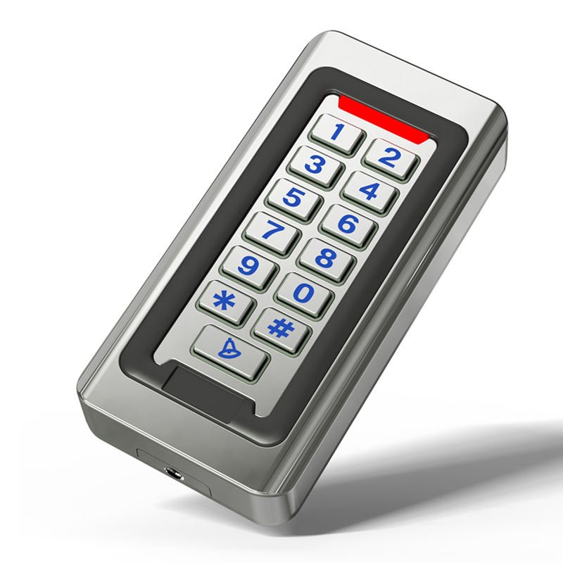 Goldbridge non-waterproof rfid access control keypad metal case swipe card door access control systems 125khz silicon button