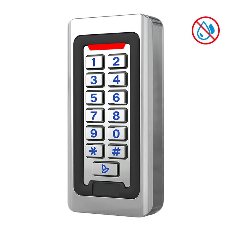 Goldbridge non-waterproof rfid access control keypad metal case swipe card door access control systems 125khz silicon button