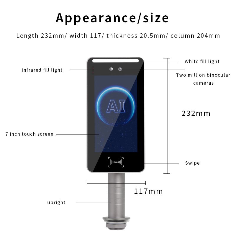 Dynamic Face Recognition Access Control Remote Unlock RJ45 Network Wifi Biometric Face Recognition Employee Attendance Machine