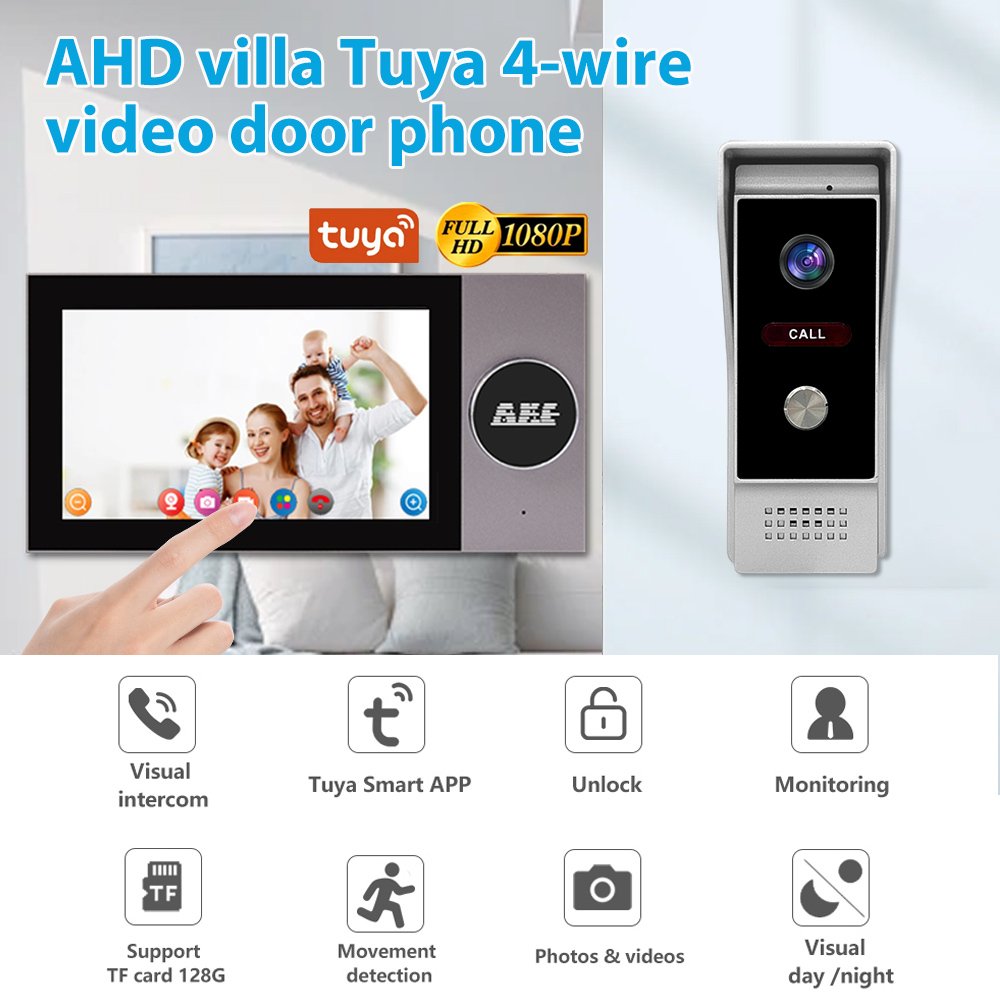 1080P HD customizableTuya Home Security wifi remote control video door phone bell with Camera Intercom