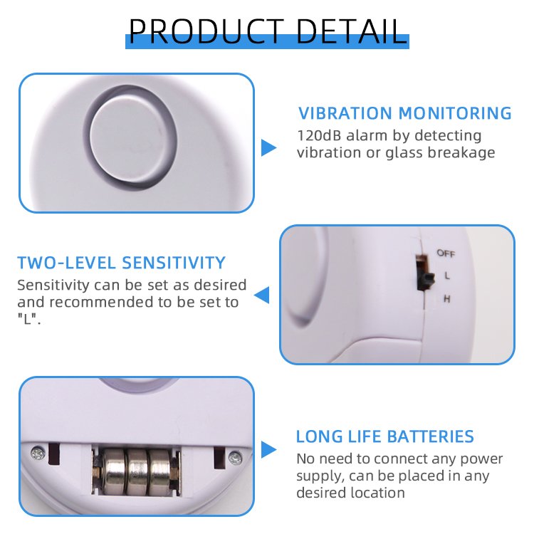 Sound Siren Anti-Theft Door Entry Alarm 120Db Home Vibration Sensor Alarm Window Door Security Alarm System