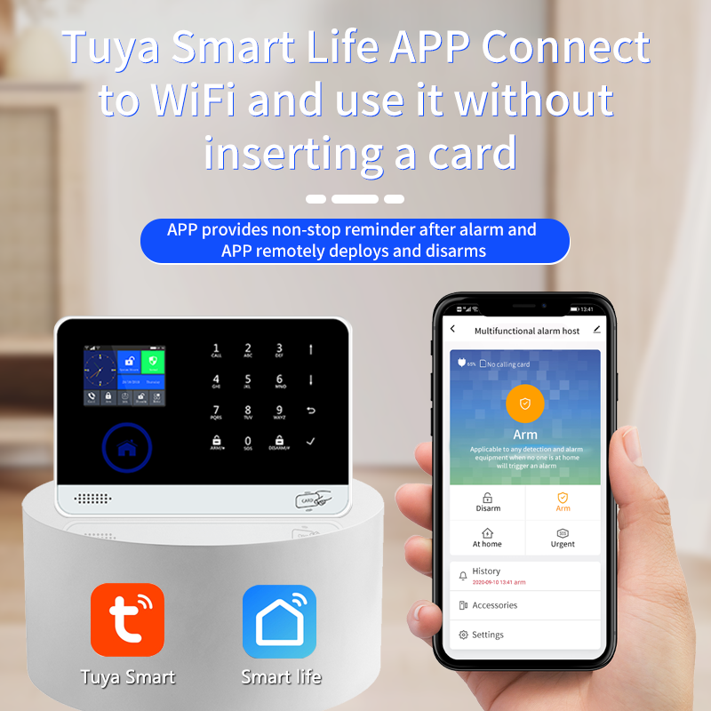 Smart Home Security System TUYA APP control 24 hours day and night safety monitor smart home alarm security