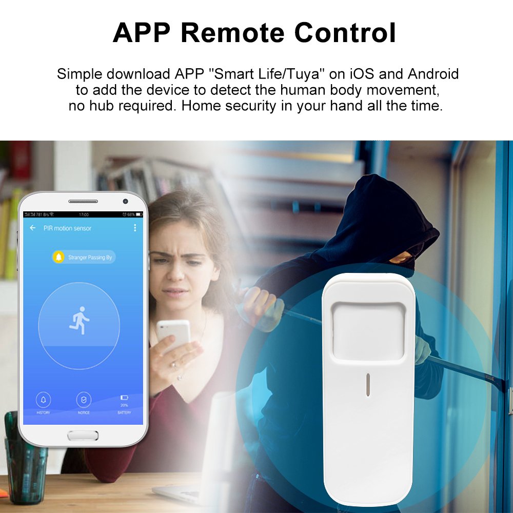 Economic And Practical wireless 433mhz Infrared PIR Motion Detector Long Distance be charged by Lithium battery
