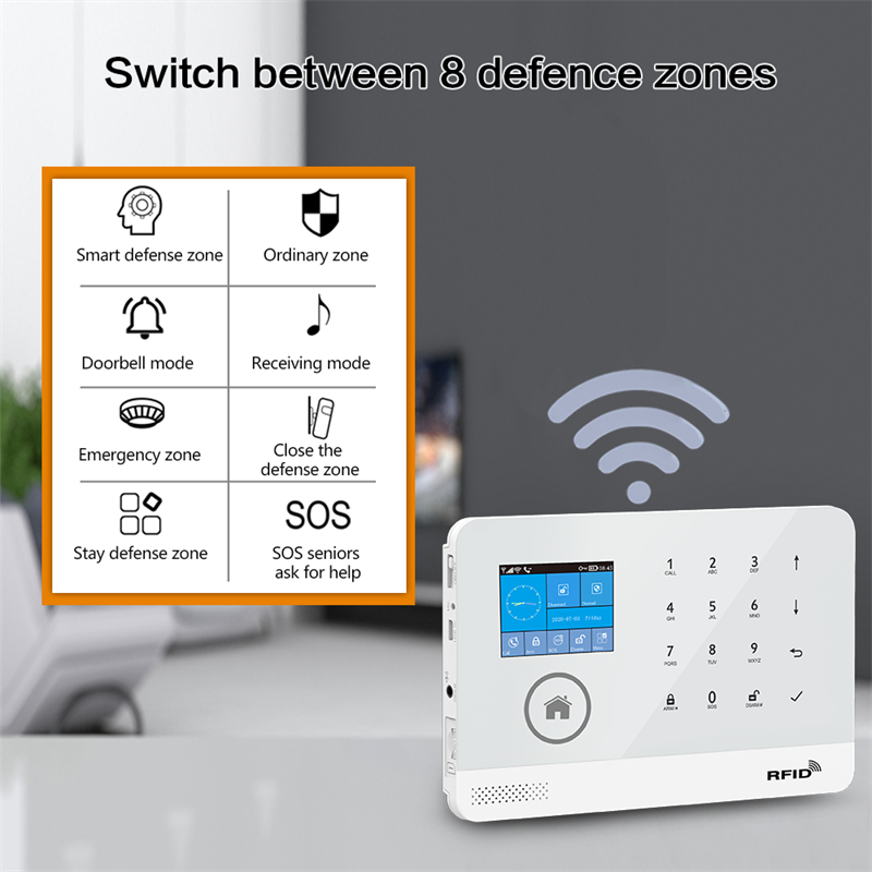 tuya Smart Alarm WIFI+GSM APP push alarm sim probe door magnetic home wireless security alarm system