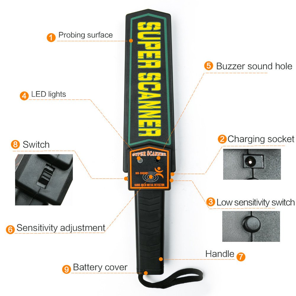MD3003 Professional High Sensitive Metal Detector Physical Examination Portable Hand Held Security Scanning Detector MD3003B1