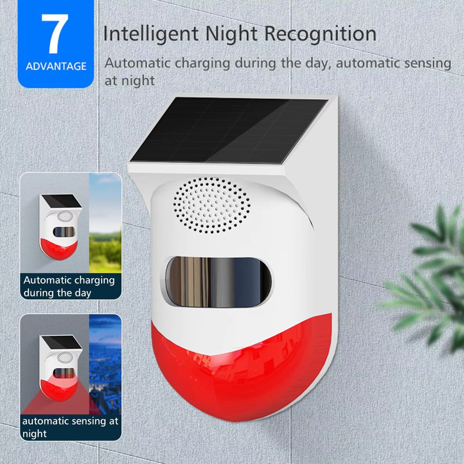 Solar Motion Sensor Alarm Pir Wifi 433mhz 120dB Outdoor Strobe Siren Home Security Solar Powered Detector Infrared Alarm