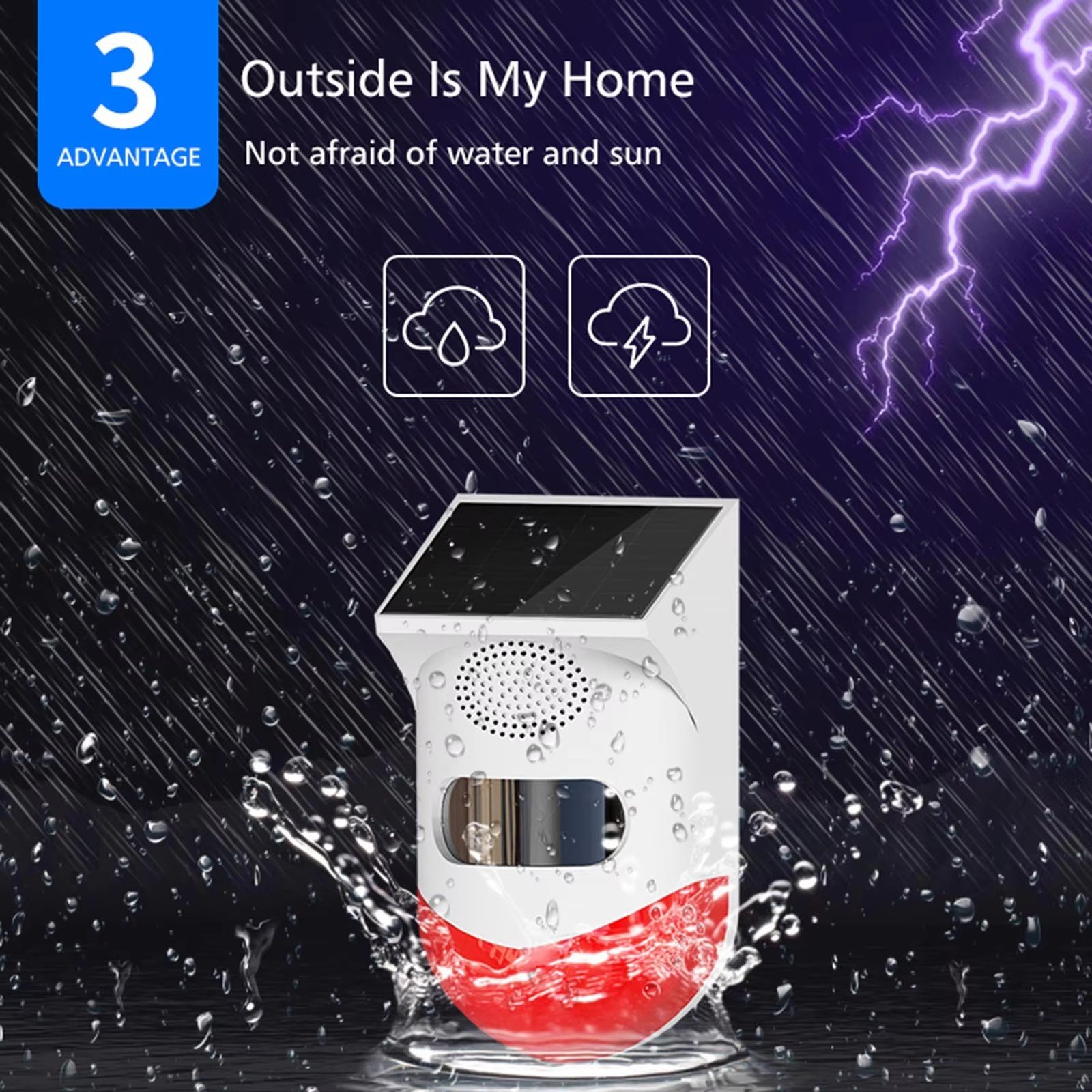 Solar Motion Sensor Alarm Pir Wifi 433mhz 120dB Outdoor Strobe Siren Home Security Solar Powered Detector Infrared Alarm