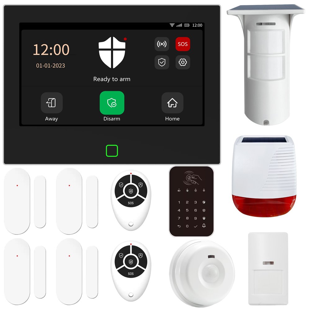 7 inch Touch Screen 8 Wired Zones Wireless 4G GSM WIFI Tuya Smart Wireless Home Burglar Intelligent Security Alarm System