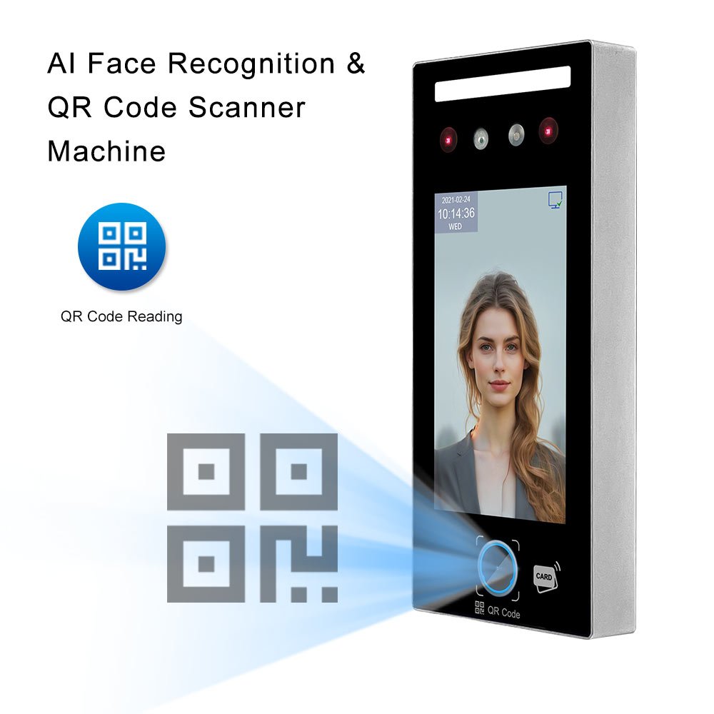 AI Face Recognition and QR Code Reader Time Attendance Machine Access Control System with Free SDK and Cloud Software