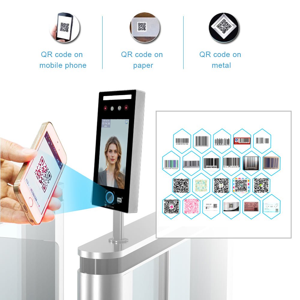 AI Face Recognition and QR Code Reader Time Attendance Machine Access Control System with Free SDK and Cloud Software