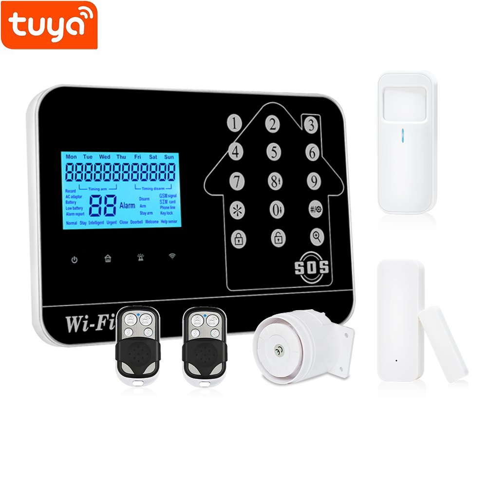 2024 Wireless GSM PSTN WIFI Tuya Intelligent Alarm System Touch Keypad Home Security Alarm Compatible With Smart Life App