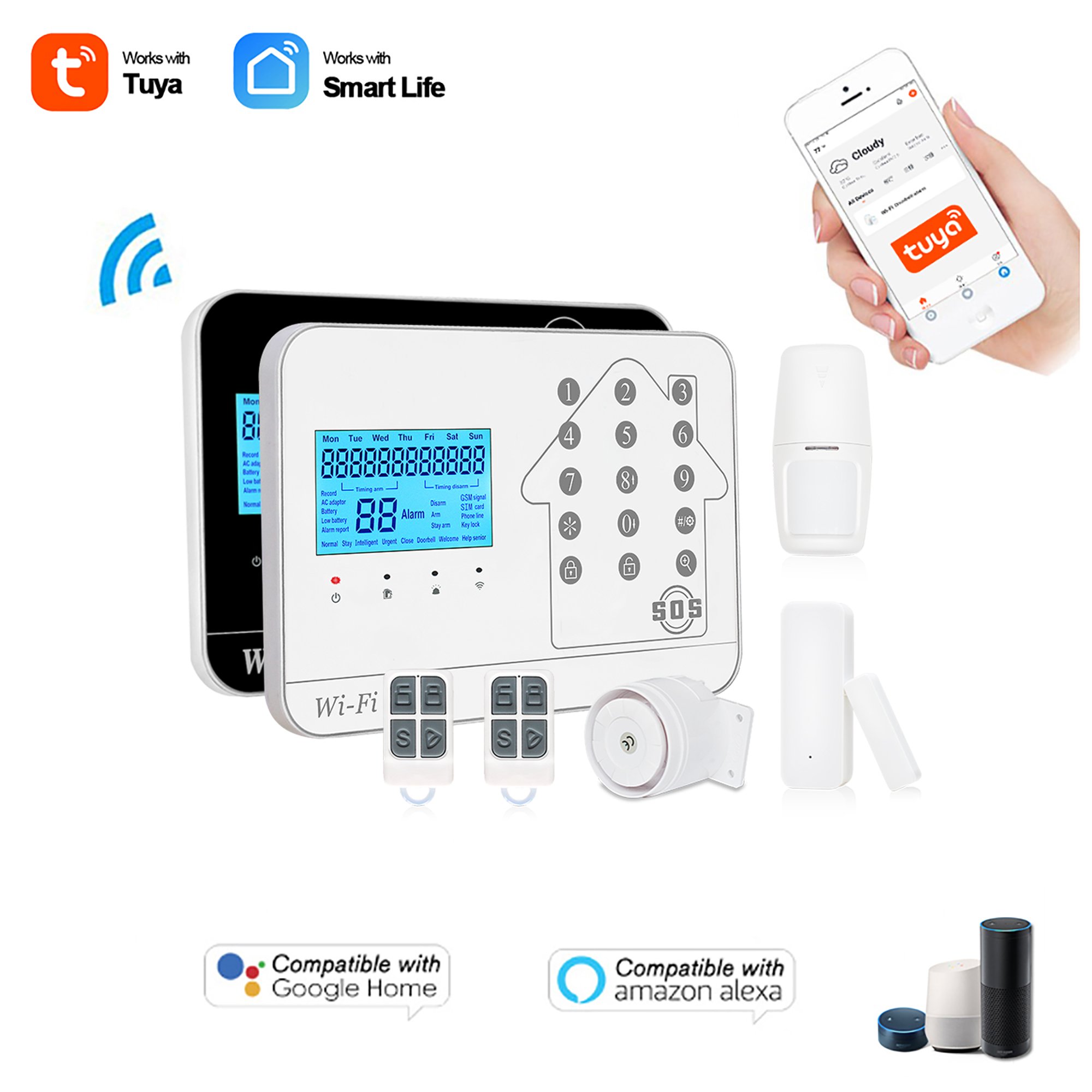 2024 Wireless GSM PSTN WIFI Tuya Intelligent Alarm System Touch Keypad Home Security Alarm Compatible With Smart Life App
