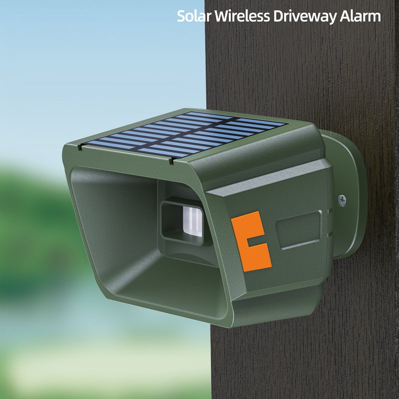 Solar Wireless Driveway Alarms Outdoor System Long Range Weatherproof Motion SensoDetector-1 Sensor + 1 Receiver
