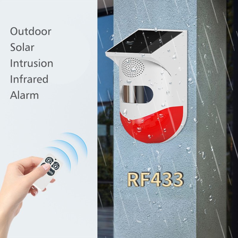 Glomarket Tuya Smart Wifi Outdoor Solar Infrared Alarm Siren Intelligent Night Recognition Waterproof Security Alarm Systems