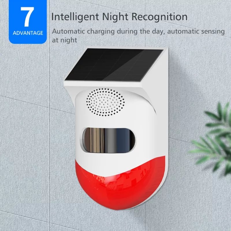 Glomarket Tuya Smart Wifi Outdoor Solar Infrared Alarm Siren Intelligent Night Recognition Waterproof Security Alarm Systems