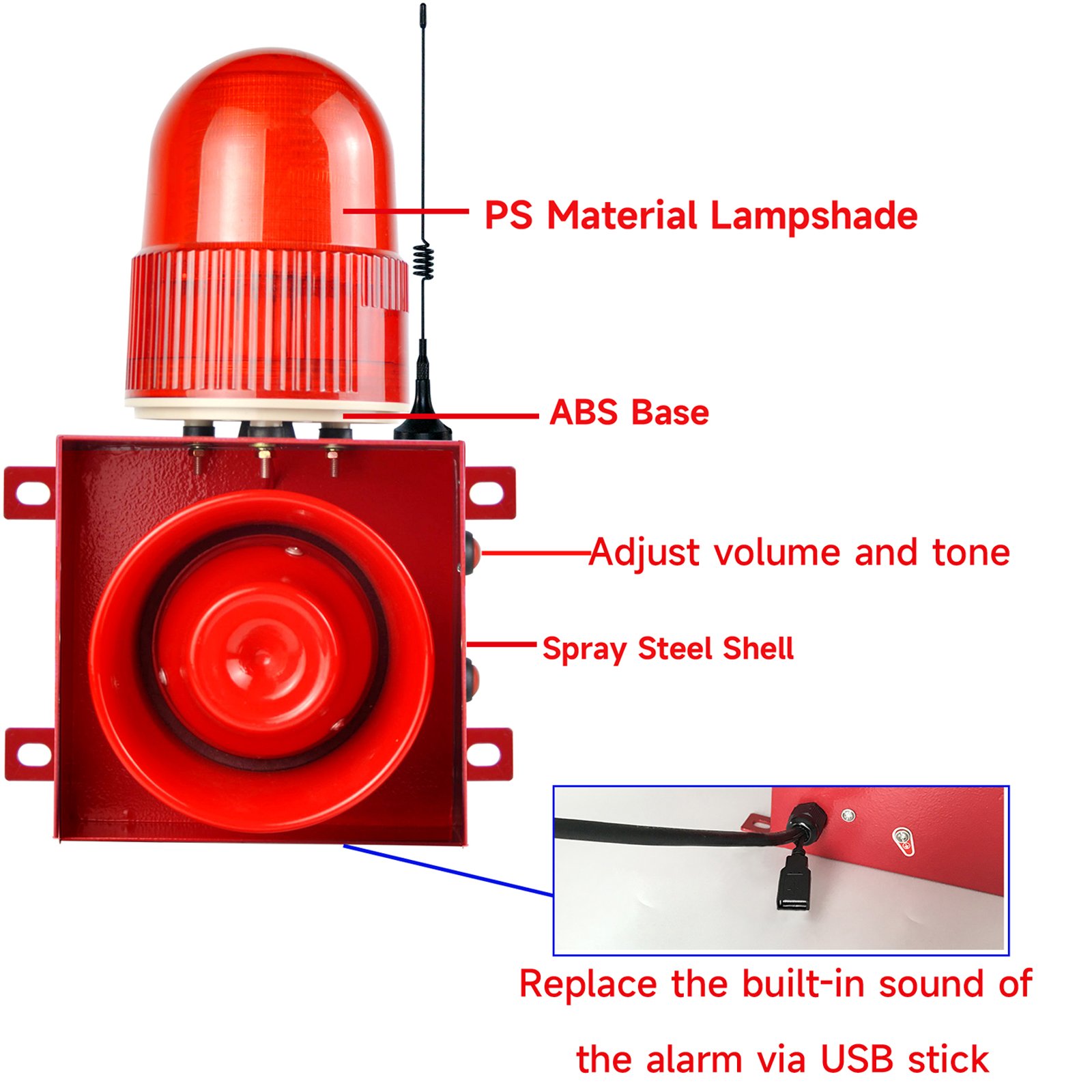 Hot sell 500m wireless alarm siren IP65 Waterproof and dustproof 120dB Security alarm systems LED strobe remote control alarms