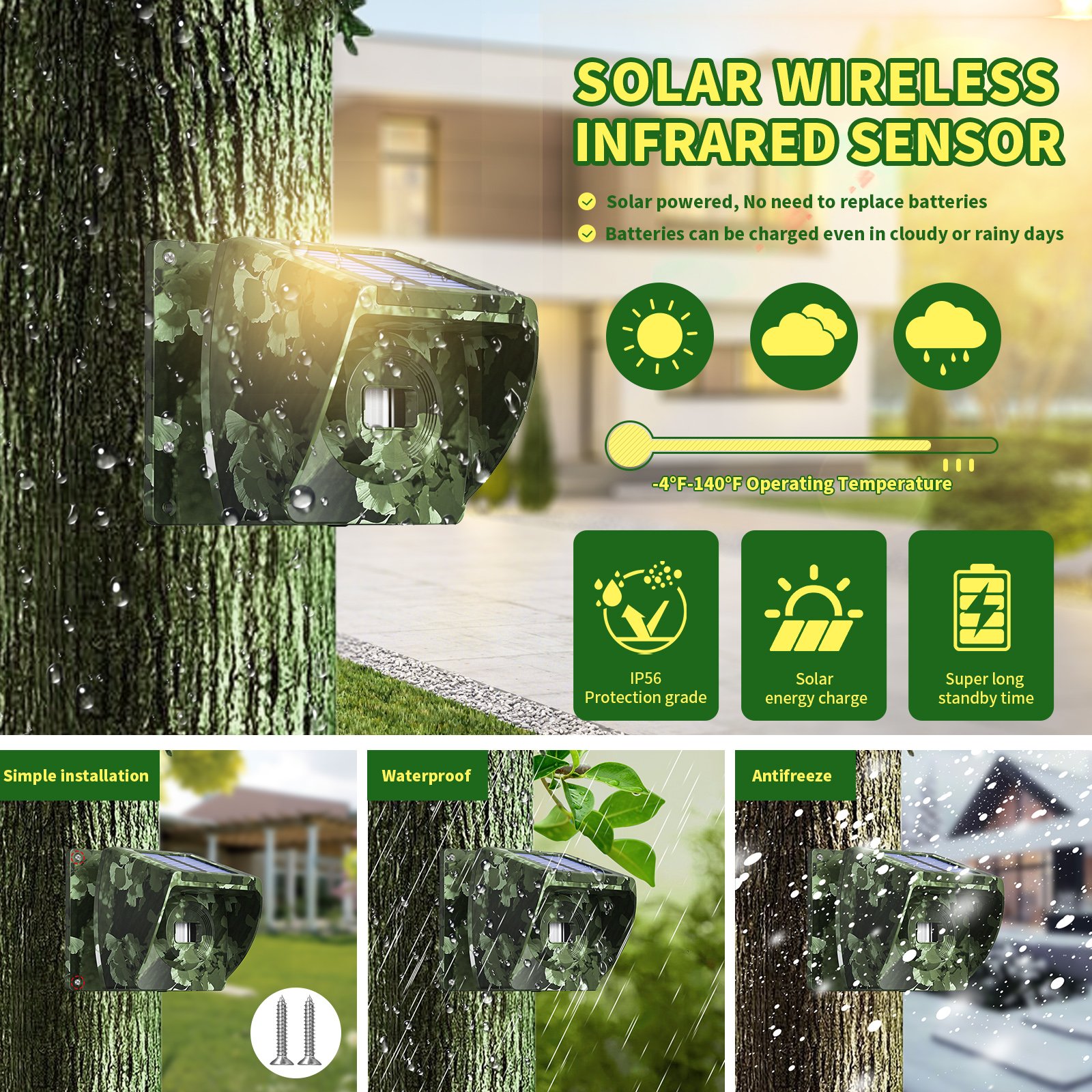 Long-range alarm system Driveway Alarm wireless outdoor Outdoor Waterproof PIR Motion Sensor DIY Security Alert System