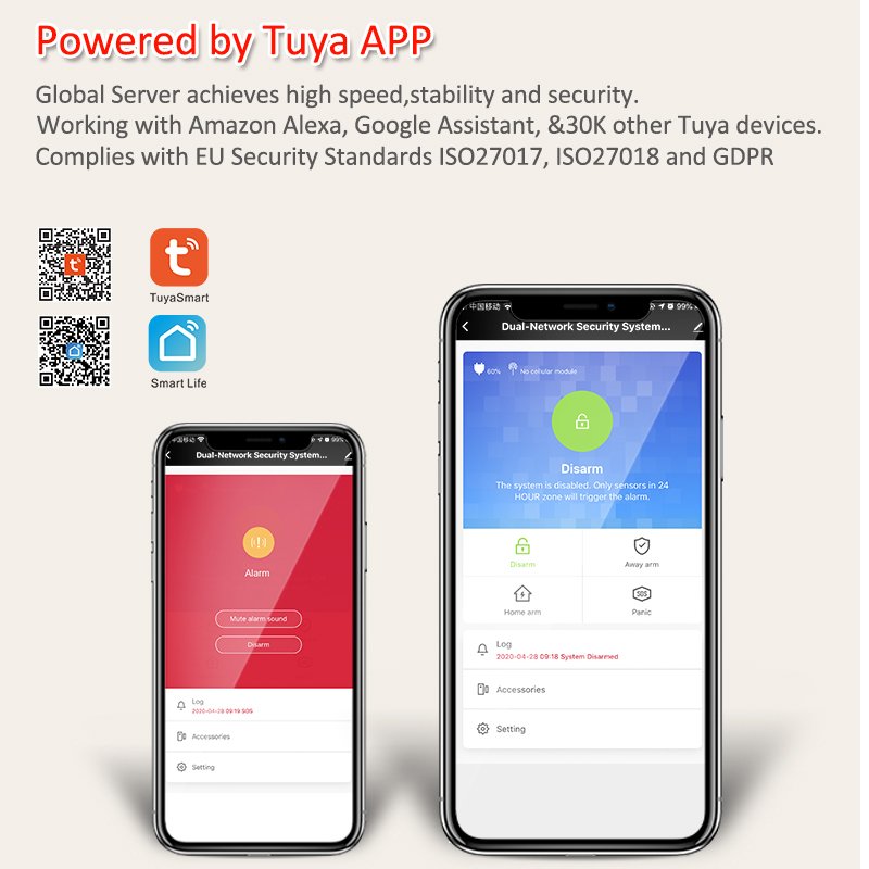 Tuya Smart Home Burglar Wireless Home Security Wifi and GSM Alarm System sistema de alarme para portas e janelas