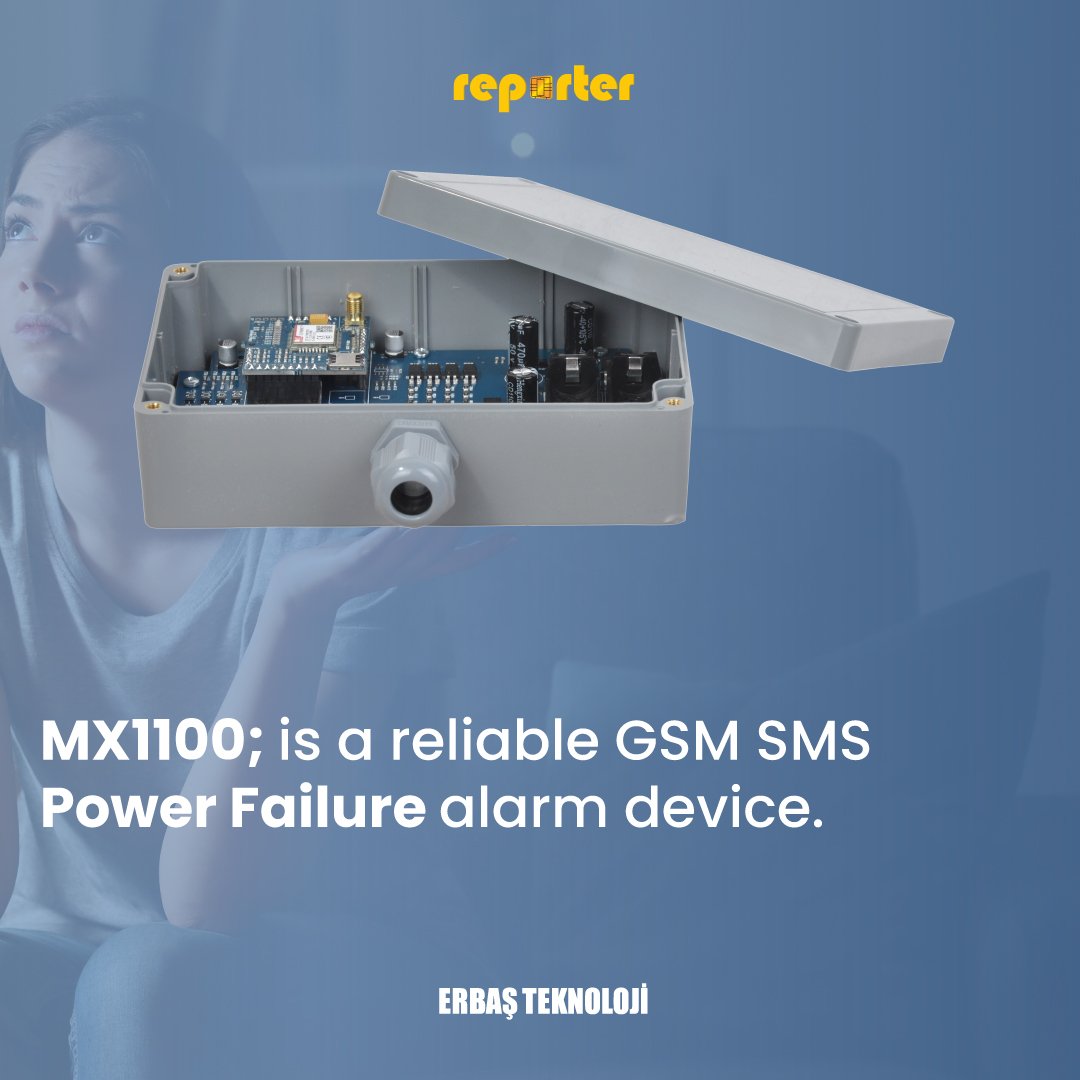 REPORTER MX1100 GSM SMS MAINS POWER ELECTRIC OUTAGE FAILURE LOSS CUT ALARM NOTIFICATION DEVICE ALERT 2G PLUG & PLAY SIM CARD