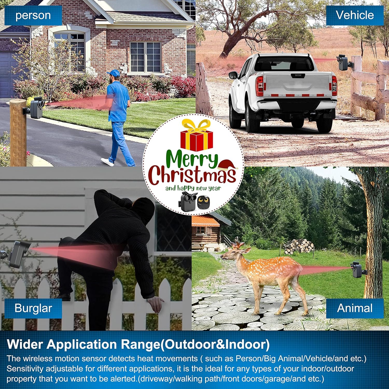 1/2 Mile Long Range Wireless Driveway Alarm Weather Resistant Motion Sensor & Detector-1 Receiver and 1 Sensor