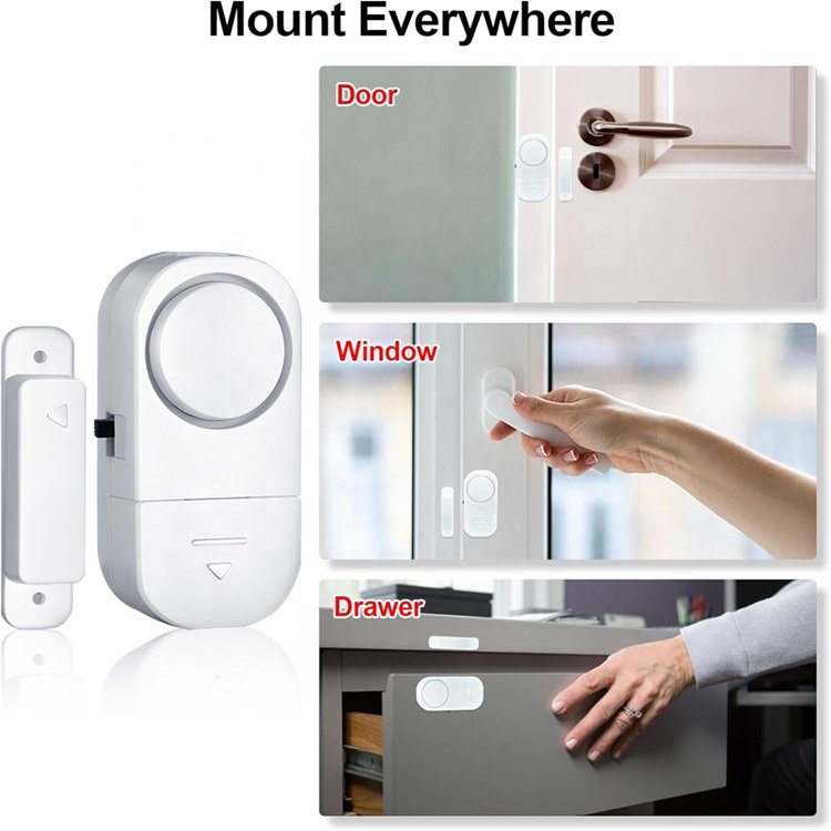95dB Wireless Door Window Magnetic Sensor For Home Kids AntiTheft Burglar Alarm System With 3PCS DC1.5V LR44 Cell button Battery