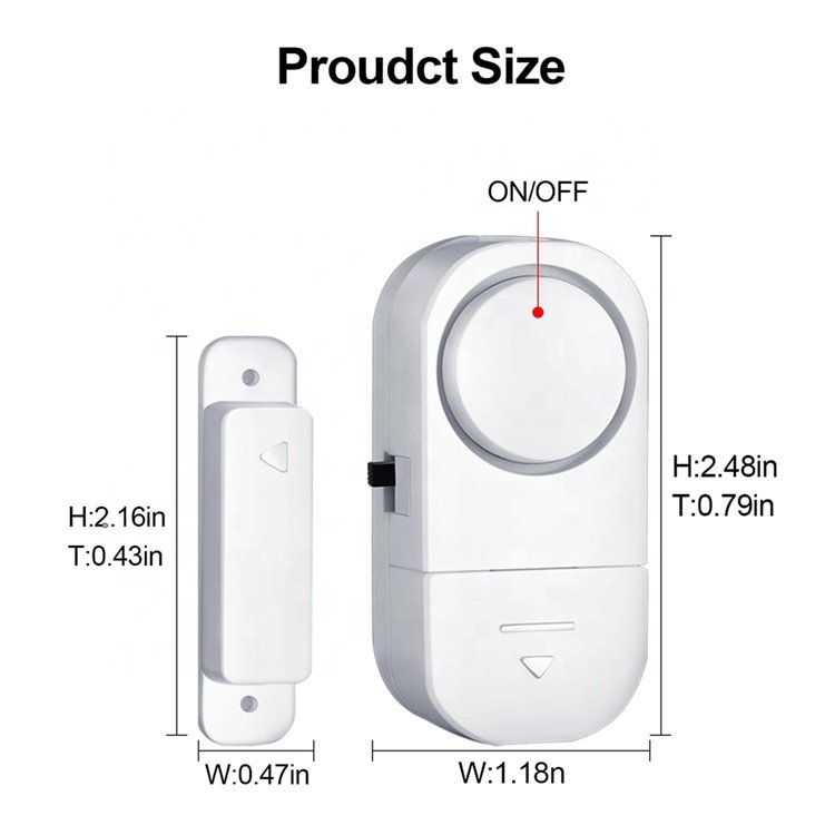 95dB Wireless Door Window Magnetic Sensor For Home Kids AntiTheft Burglar Alarm System With 3PCS DC1.5V LR44 Cell button Battery