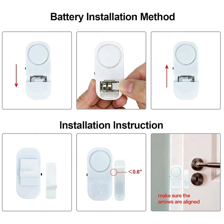 95dB Wireless Door Window Magnetic Sensor For Home Kids AntiTheft Burglar Alarm System With 3PCS DC1.5V LR44 Cell button Battery
