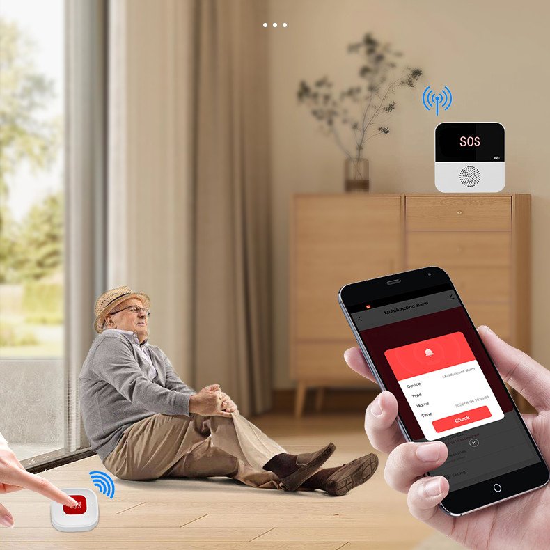 WiFi Tuya 2.4G Smart Life App Remote Control & Monitor SOS Calling Alarm System Host Wireless Elder Care Emergency Panic Alarms